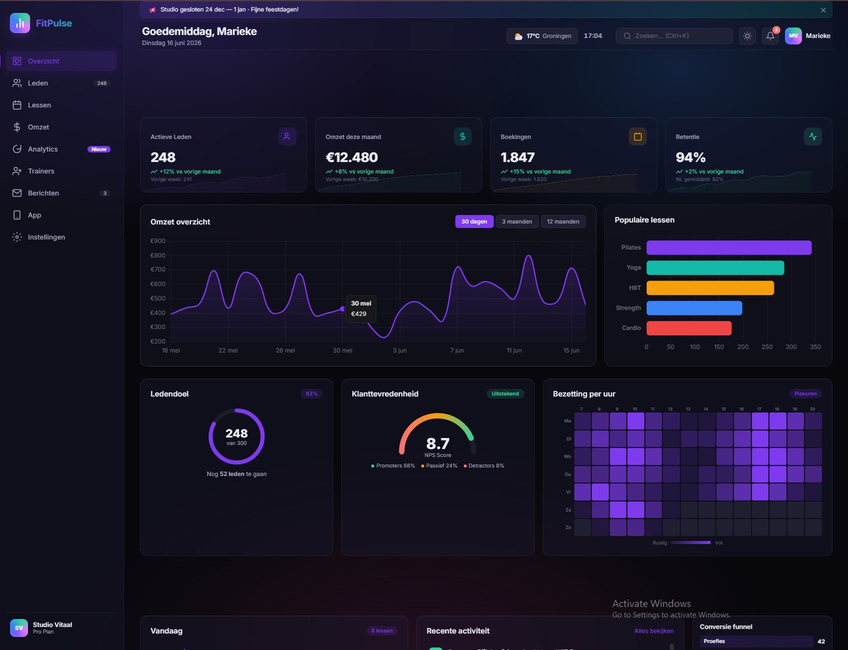 FitPulse dashboard